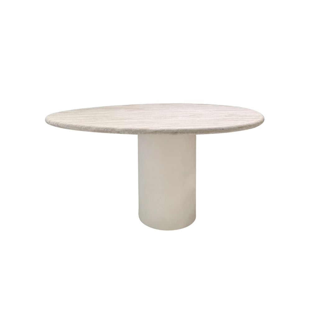 FURNIFIED Reef Dining Table Travertine 140cm