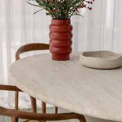 FURNIFIED Reef Dining Table Travertine 140cm