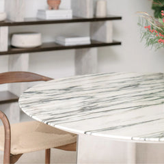 FURNIFIED Tronget Dining Table Steel Marble 130cm