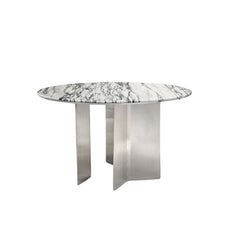 FURNIFIED Tronget Dining Table Steel Marble 130cm