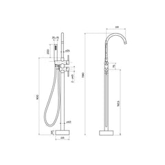 FURNIFIED Bath Tap Versailles Metal 118cm