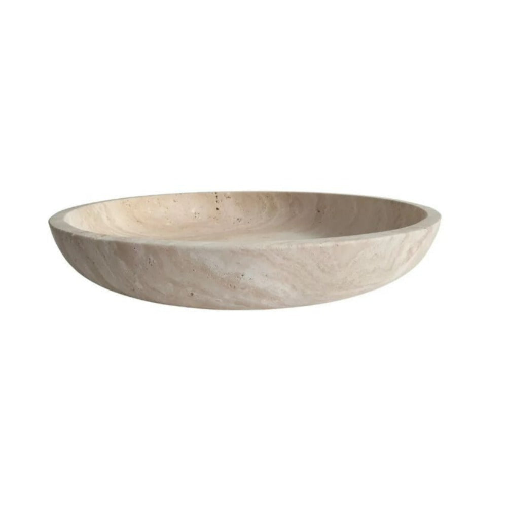 FURNIFIED Bowl White Travertine 50cm