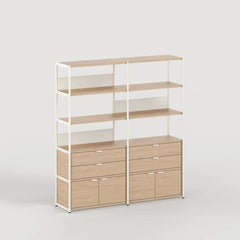 TIPTOE UNIT shelf with Doors and Drawers - H180 x W164cm