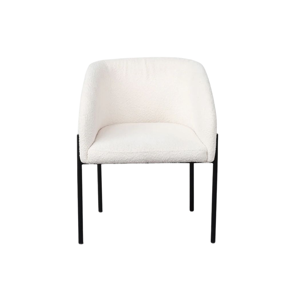 FURNIFIED Dining Chair Royan White Terry Fabric