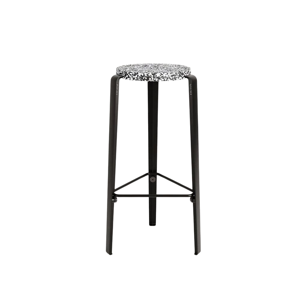 TIPTOE Stool Big Lou Recycled Plastic Macchiato Steel Legs 75cm