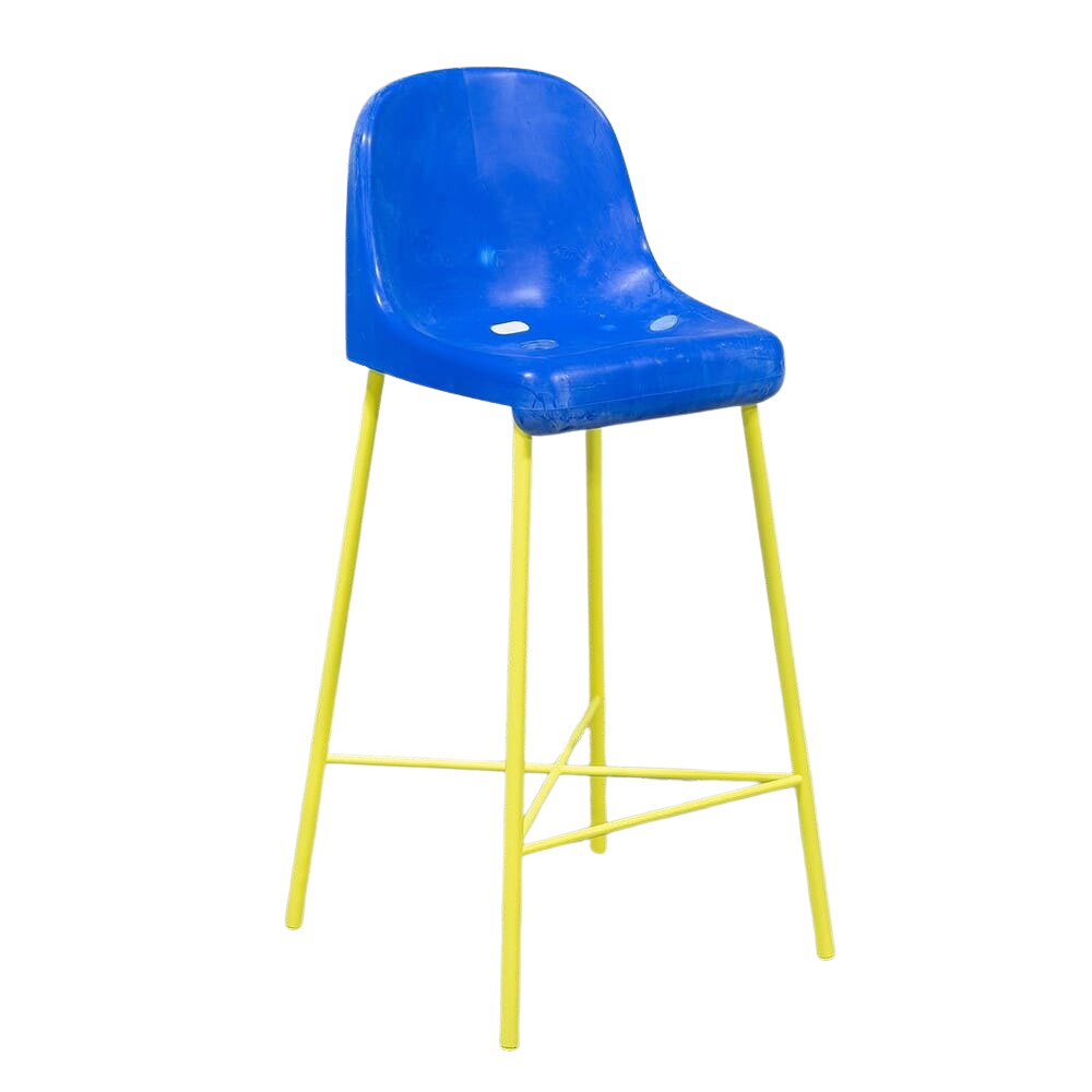 TOBIA ZAMBOTTI High Stool “The Fan Chair” Blue & Yellow