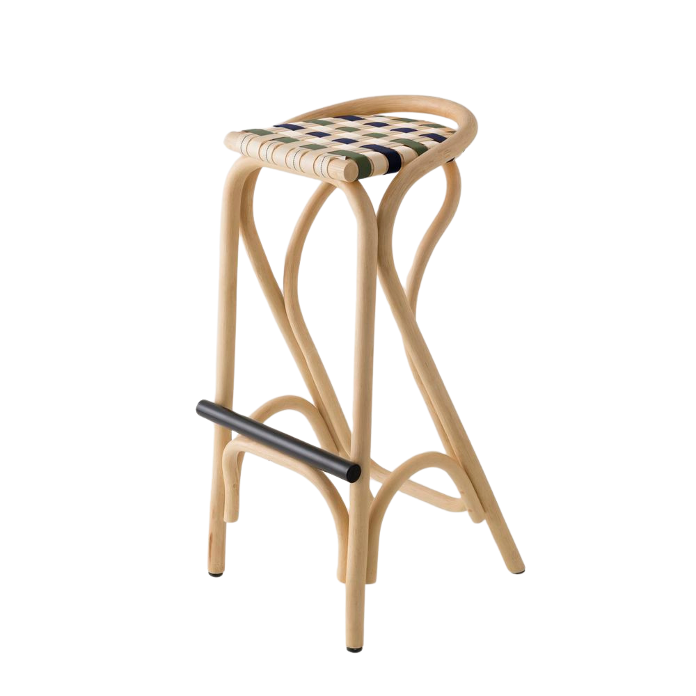 ORCHID EDITION Bar Stool Virage Rattan 83cm Green & Blue