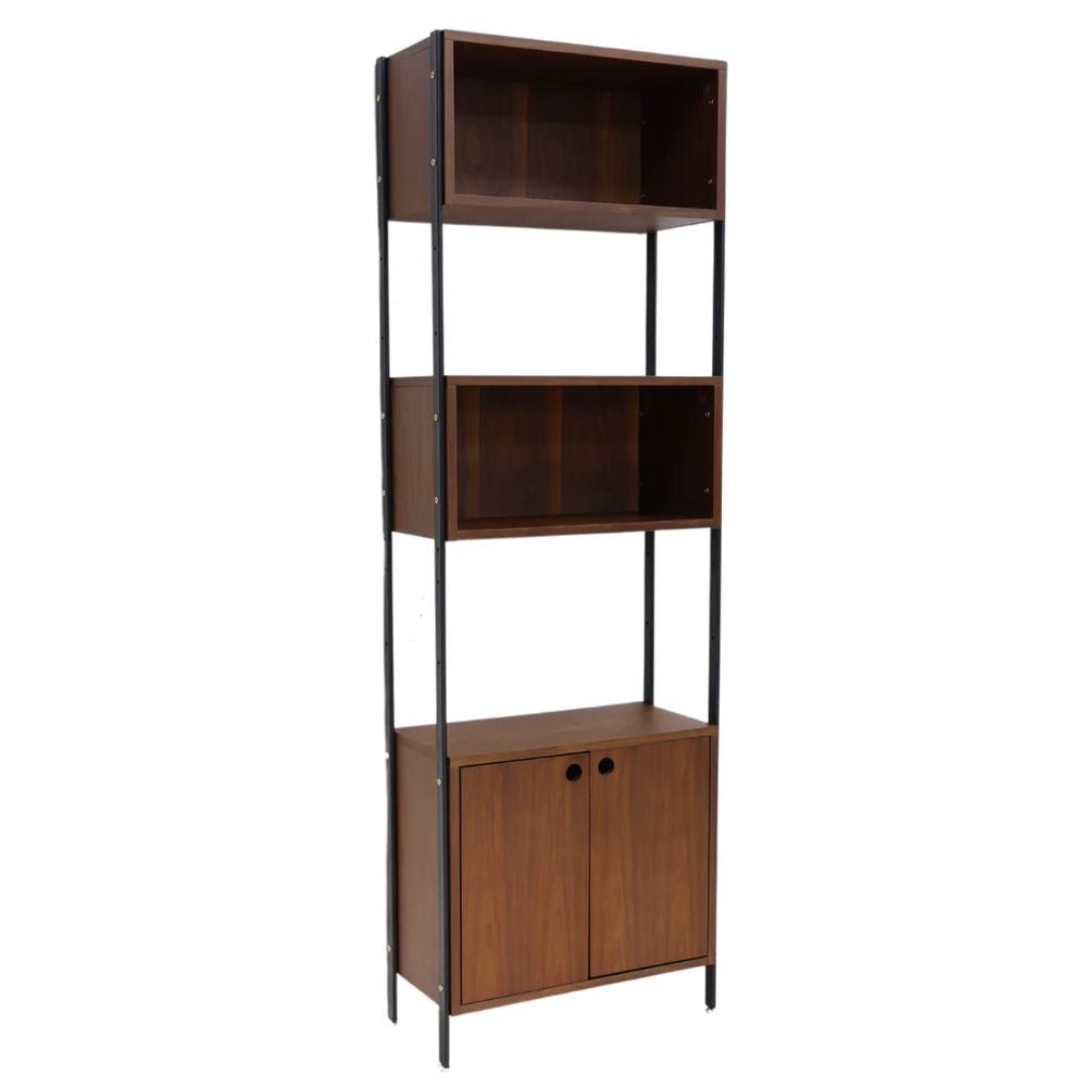 FURNIFIED Wall Cabinet Sarzeau Black Legs Walnut 190x62cm