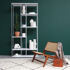 FURNIFIED Shelving Unit Alice White Metal 215cm