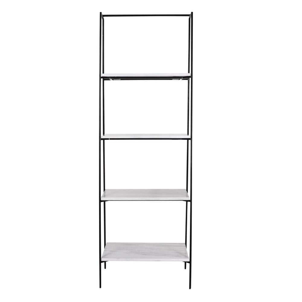 FURNIFIED Shelving Unit Adele Metal White Marble 181cm