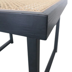 FURNIFIED Side Table Maeva Black Wood Rattan 45cm