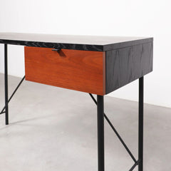 FURNIFIED Desk Philip One Drawer Walnut 120cm