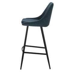 ZAGO Bar Stool Bari Metal Legs Corduroy Fabric 75cm