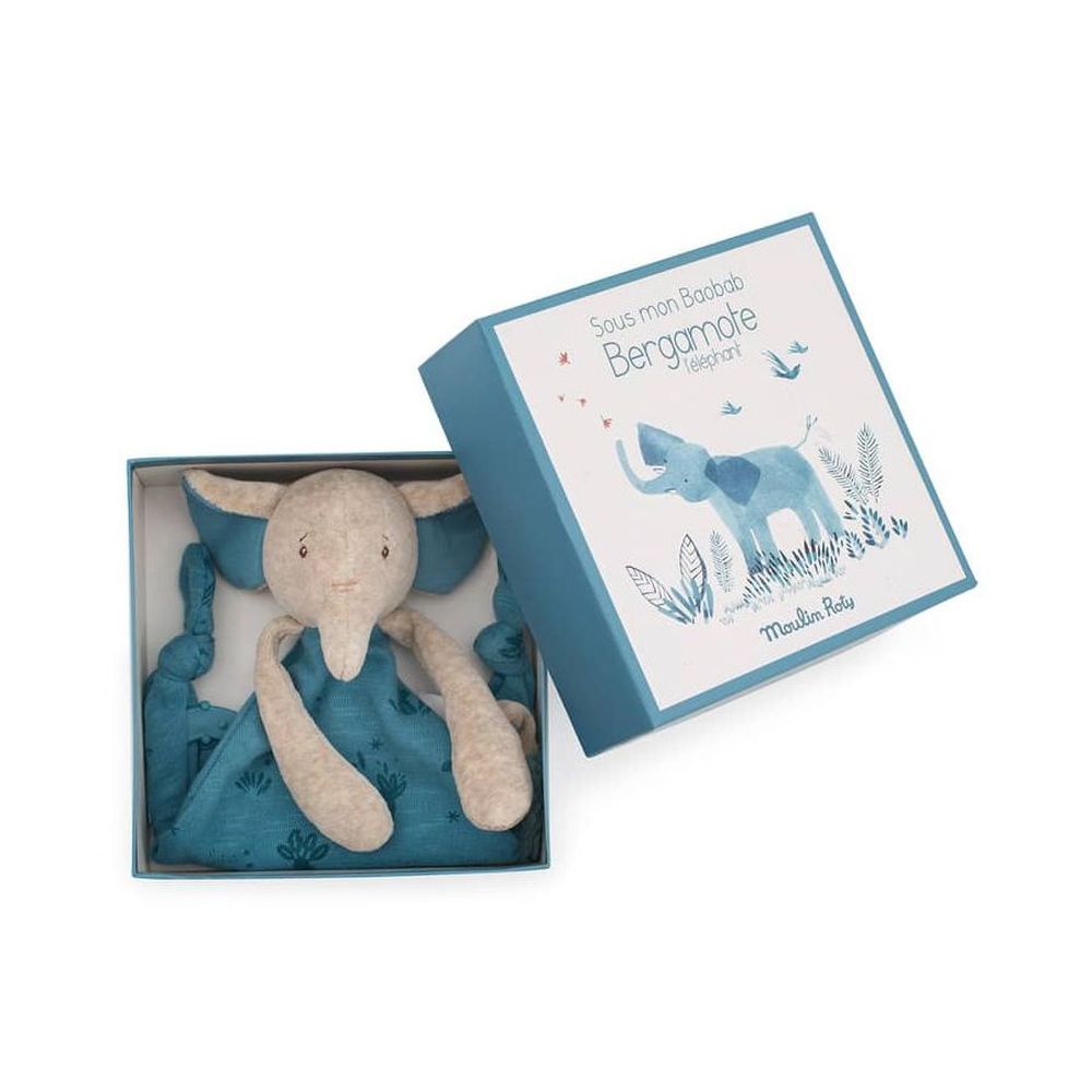 MOULIN ROTY Elephant Comforter With Soother Holder Sous Mon Baobab