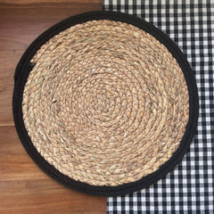 OPJET PARIS Placemat Moussa Natural Fibers Black Edge Ø38cm