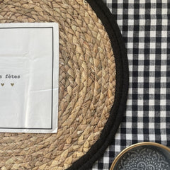 OPJET PARIS Placemat Moussa Natural Fibers Black Edge Ø38cm