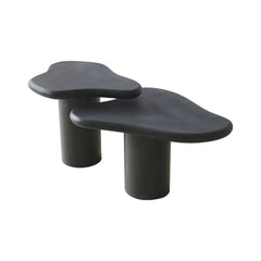 FURNIFIED Side Tables Grenoble Black Microskin 62cm