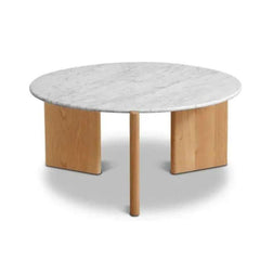 ZAGO Coffee Table Marble Oak Veneer White Marble ⌀80cm