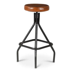 ZAGO Swivel Bar Stool Monte Metal Legs Goat Leather