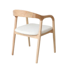 FURNIFIED Dining Chair Muret White Terry Fabric Natural Oak