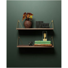 MAZE Shelf Pythagoras XS Walnut Shelf + 2 Brass Brackets