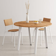 TIPTOE Round Dining Table New Modern Reclaimed Oak Steel Legs ø110cm