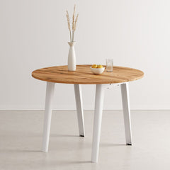 TIPTOE Round Dining Table New Modern Reclaimed Oak Steel Legs ø110cm