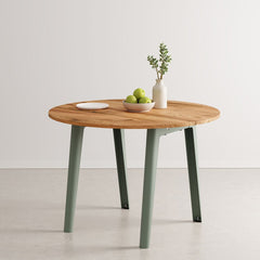 TIPTOE Round Dining Table New Modern Reclaimed Oak Steel Legs ø110cm