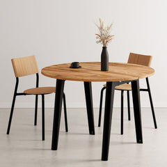 TIPTOE Round Dining Table New Modern Reclaimed Oak Steel Legs ø110cm