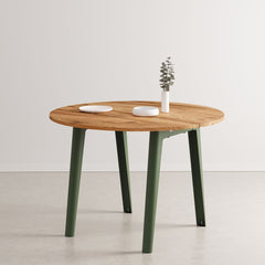 TIPTOE Round Dining Table New Modern Reclaimed Oak Steel Legs ø110cm