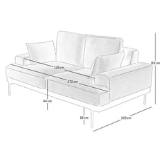 ZAGO 2-Seater Sofa Yoko Light Grey Fabric