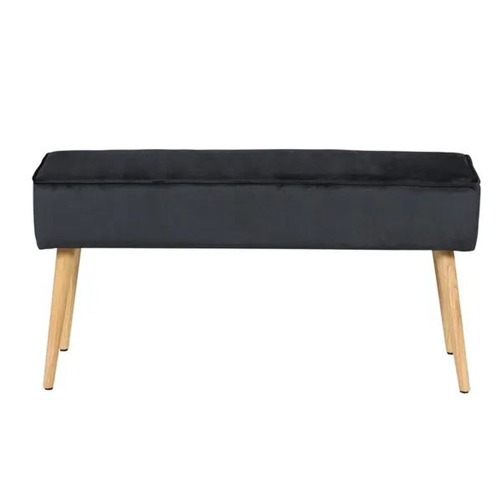 ZAGO Bench Popy wood legs velvet 100cm dark grey