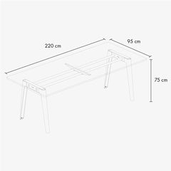 TIPTOE Dining Table New Modern Oak Steel Legs 220cm